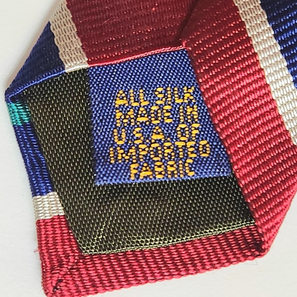 NWT VTG Chaps Ralph Lauren striped tie Colors Rich dark red aqua navy white - Picture 3 of 7